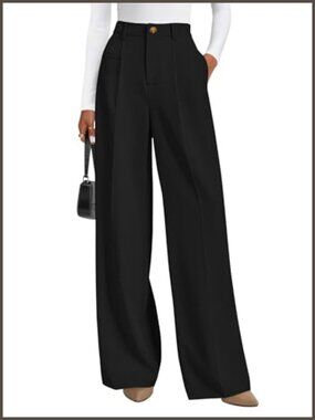 Wide Leg Tailored Dress Pants High Waisted Business Casual Slacks
